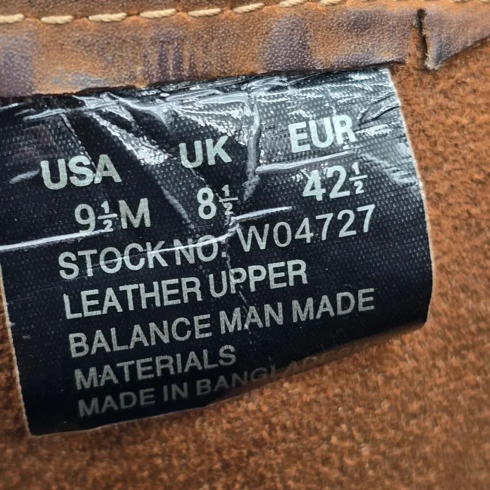 Wolverine Wellington Work Boots Mens 9.5 M Brown Leather Western Slip Resistant